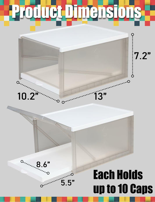 HeywoodCabin 2 Pack Clear Stackable Storage Boxes Organizer with Sliding Tray