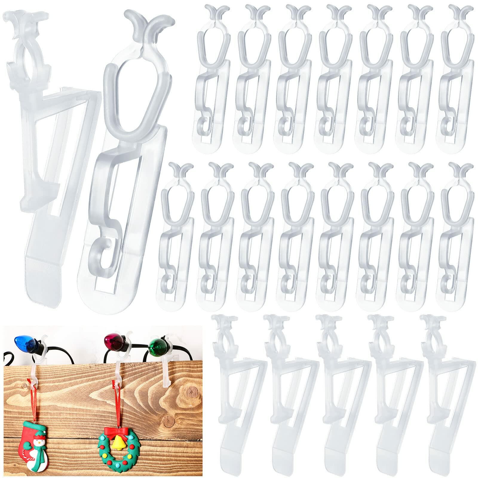 Queekay 30 Pack Clear Christmas Light Clips Universal Outdoor Gutter Shingle