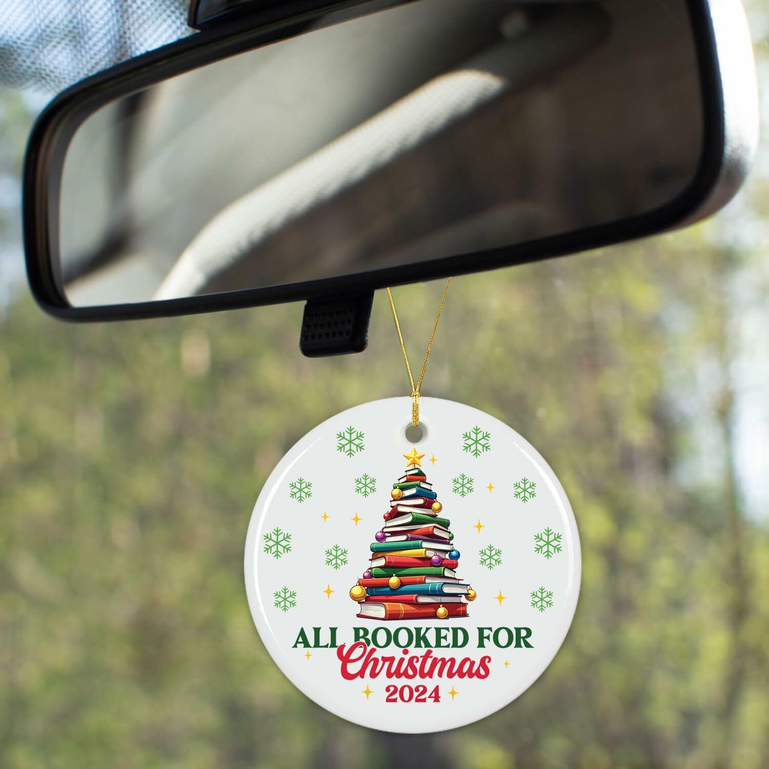 NewEleven Ceramic Christmas Ornament Book Lovers Gift Bookshelf Decor