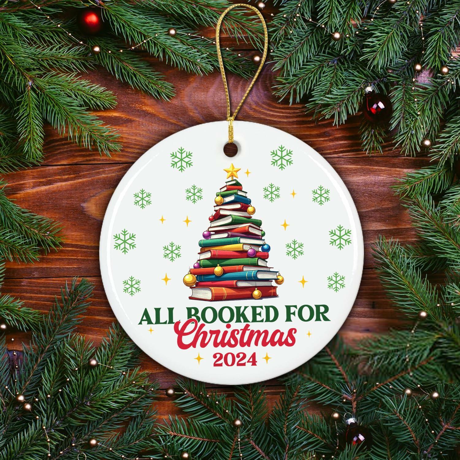NewEleven Ceramic Christmas Ornament Book Lovers Gift Bookshelf Decor