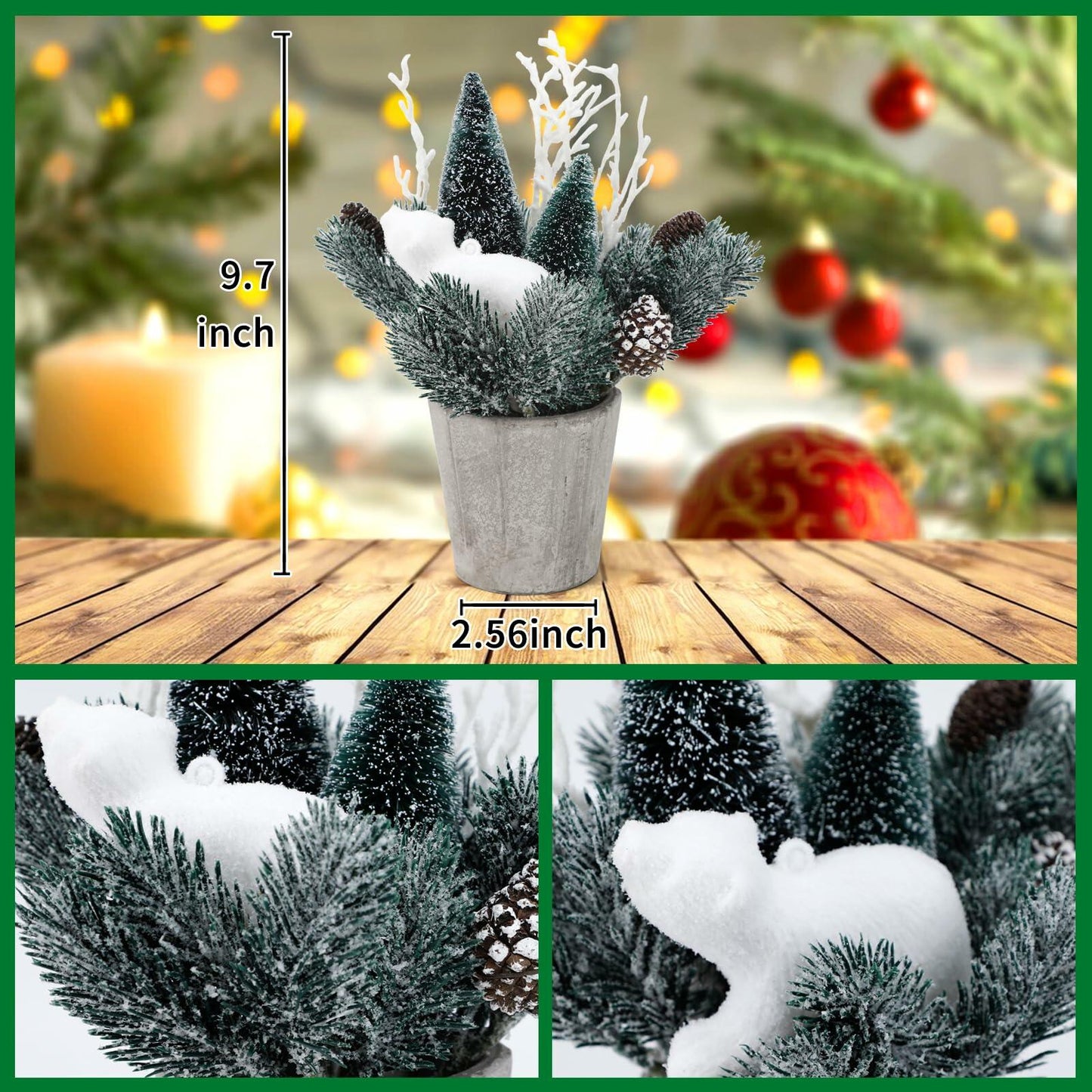 SUPREME 2PCS Mini Xmas Tree Tabletop Decor Artificial Indoor Holiday