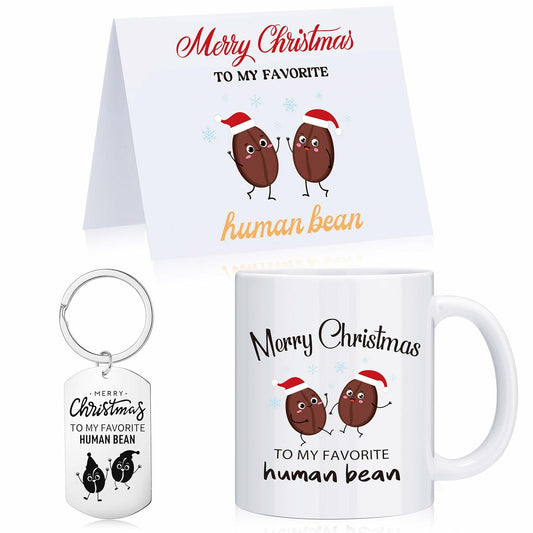 Baderke 3-Piece Christmas Gift Set 11oz Coffee Cup Keychain Card