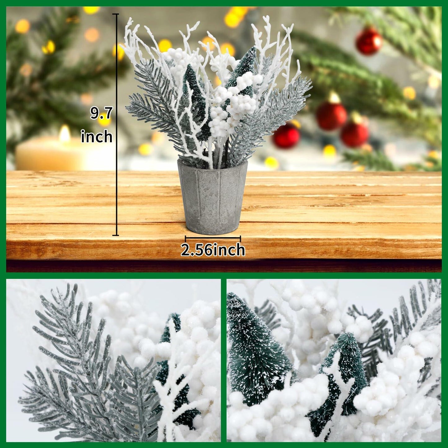 SUPREME 2PCS Mini Xmas Tree Tabletop Decor Artificial Indoor Holiday