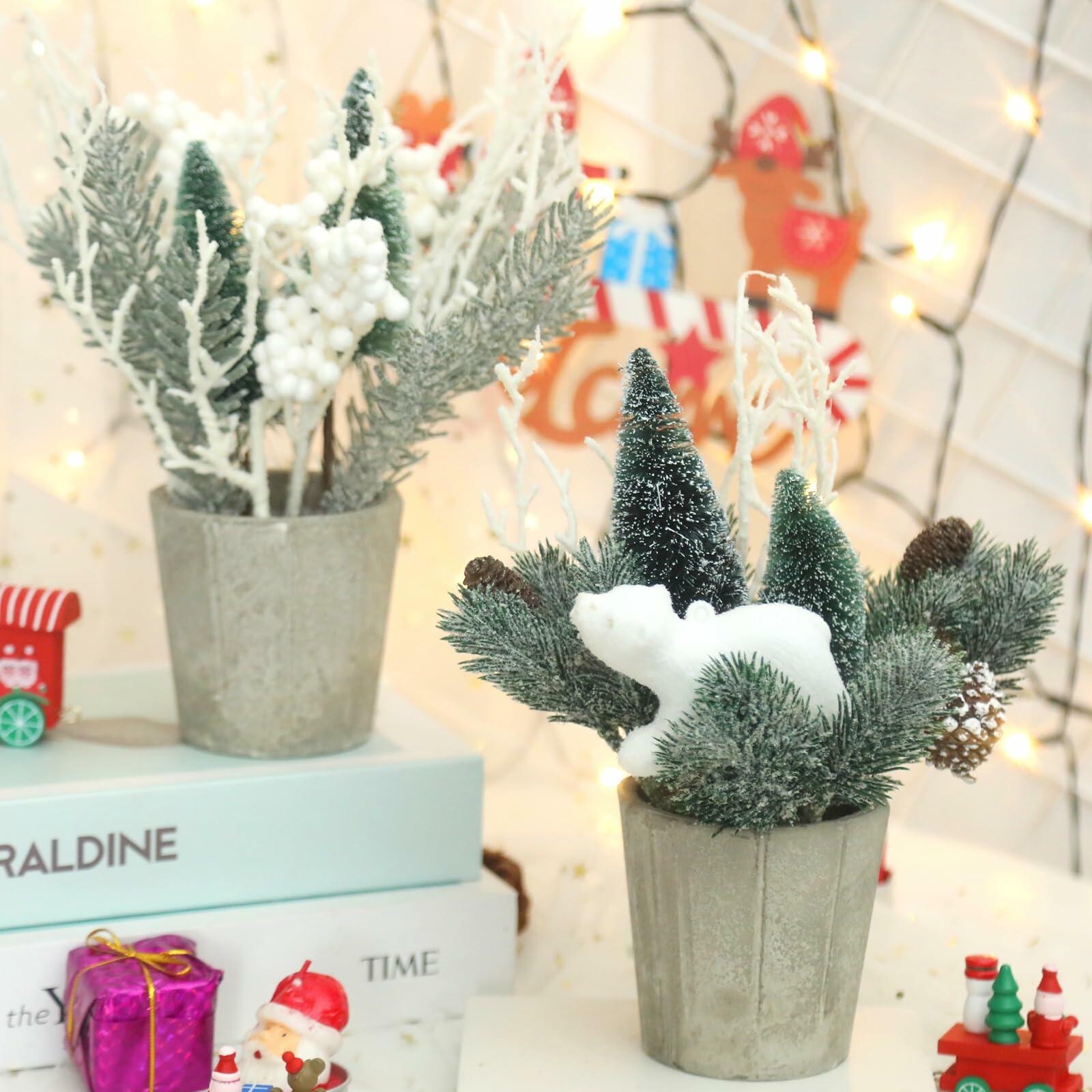 SUPREME 2PCS Mini Xmas Tree Tabletop Decor Artificial Indoor Holiday