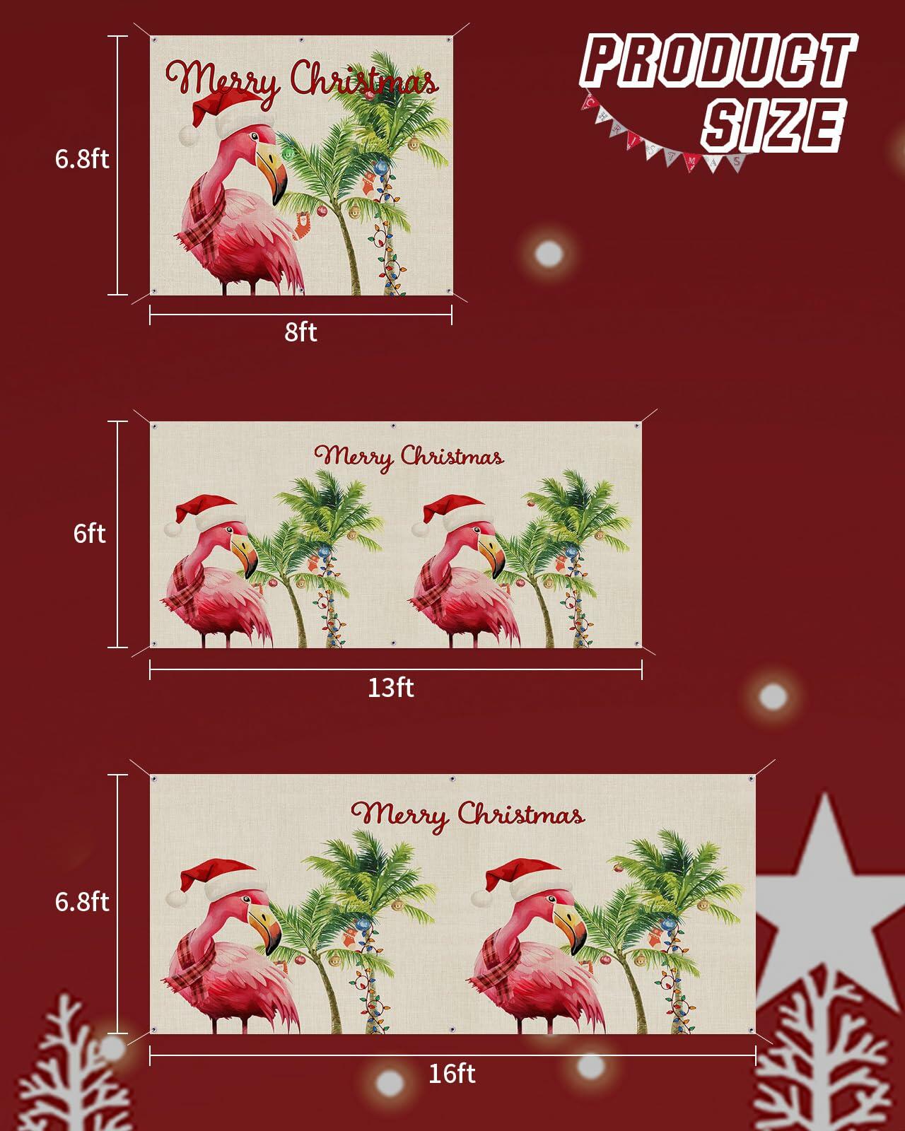 Garage Door Banner Merry Christmas Outdoor Decor Linen Texture 7x8 Ft