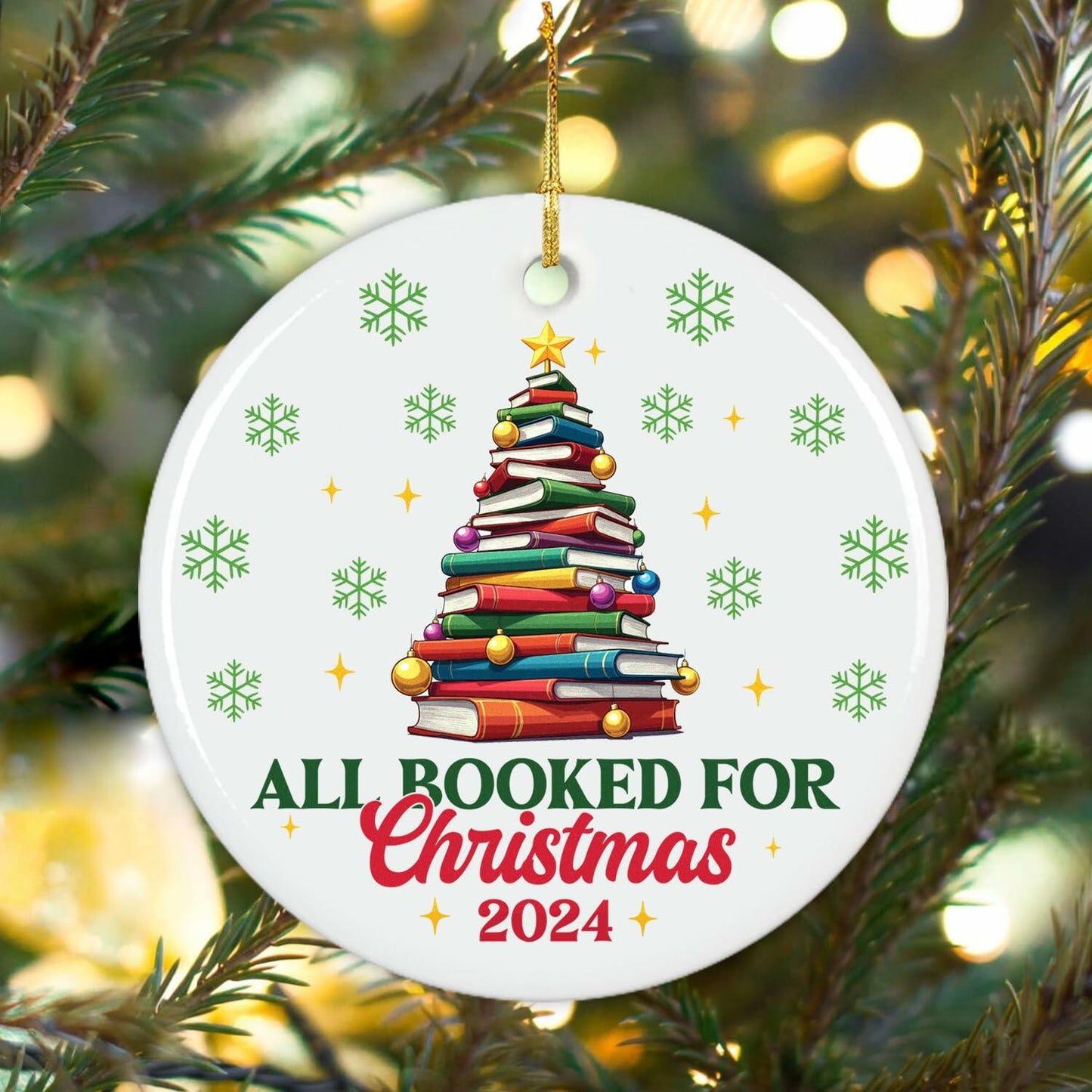 NewEleven Ceramic Christmas Ornament Book Lovers Gift Bookshelf Decor