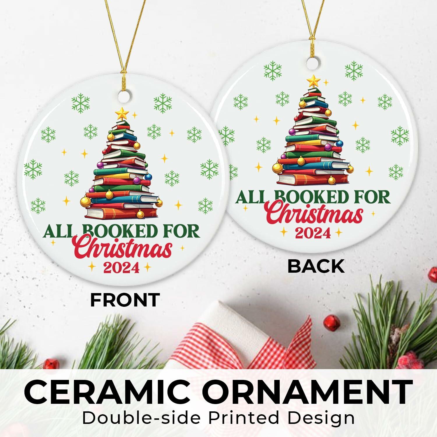 NewEleven Ceramic Christmas Ornament Book Lovers Gift Bookshelf Decor