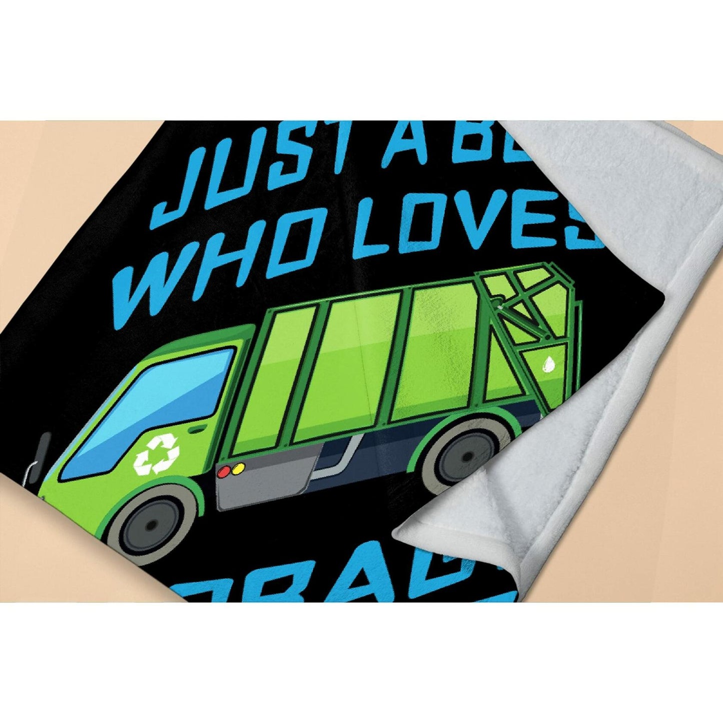 Boy Who Loves Garbage Trucks Soft Flannel Blanket Cozy 50x40 Kids Throw