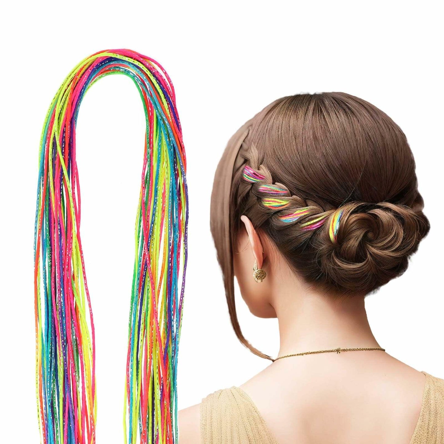 Dimeho 30pcs Hair Wrap String Braiding Hair Tie Band Bright Silver