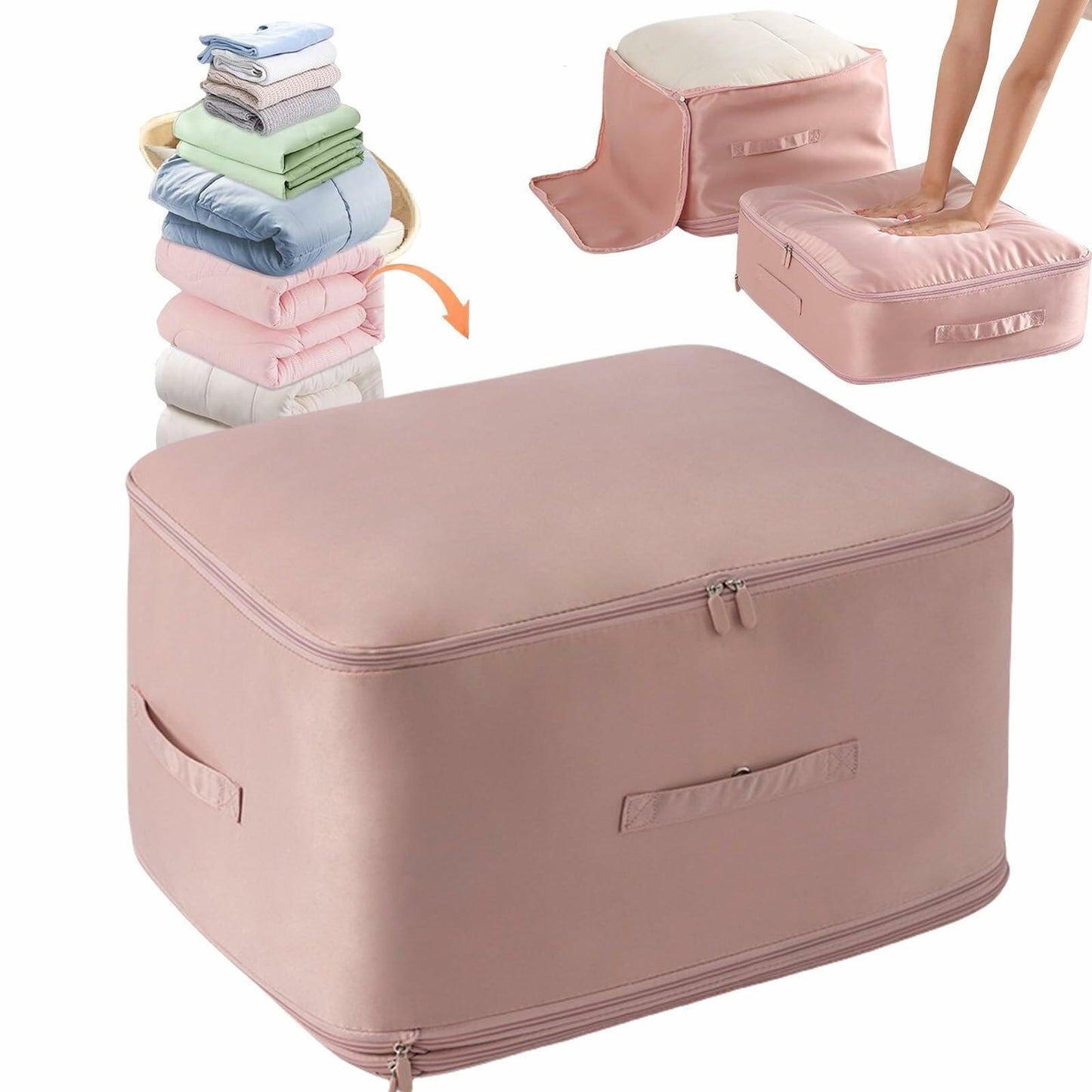 Ultra Space Saving Self Compression Organizer Bag Pink XL 54x42x60cm Size XL