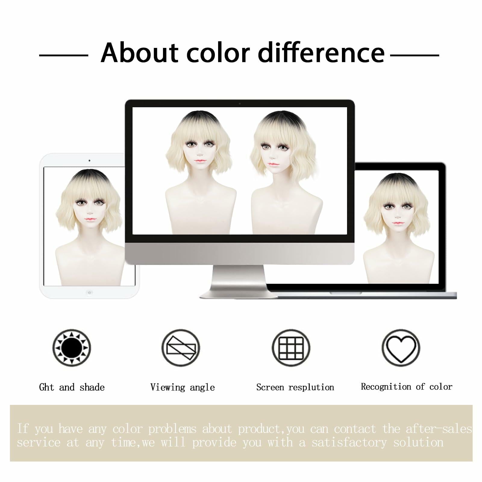 LABEAUTÉ Synthetic Short Wavy Blonde Black Ombre Bob Wig with Bangs