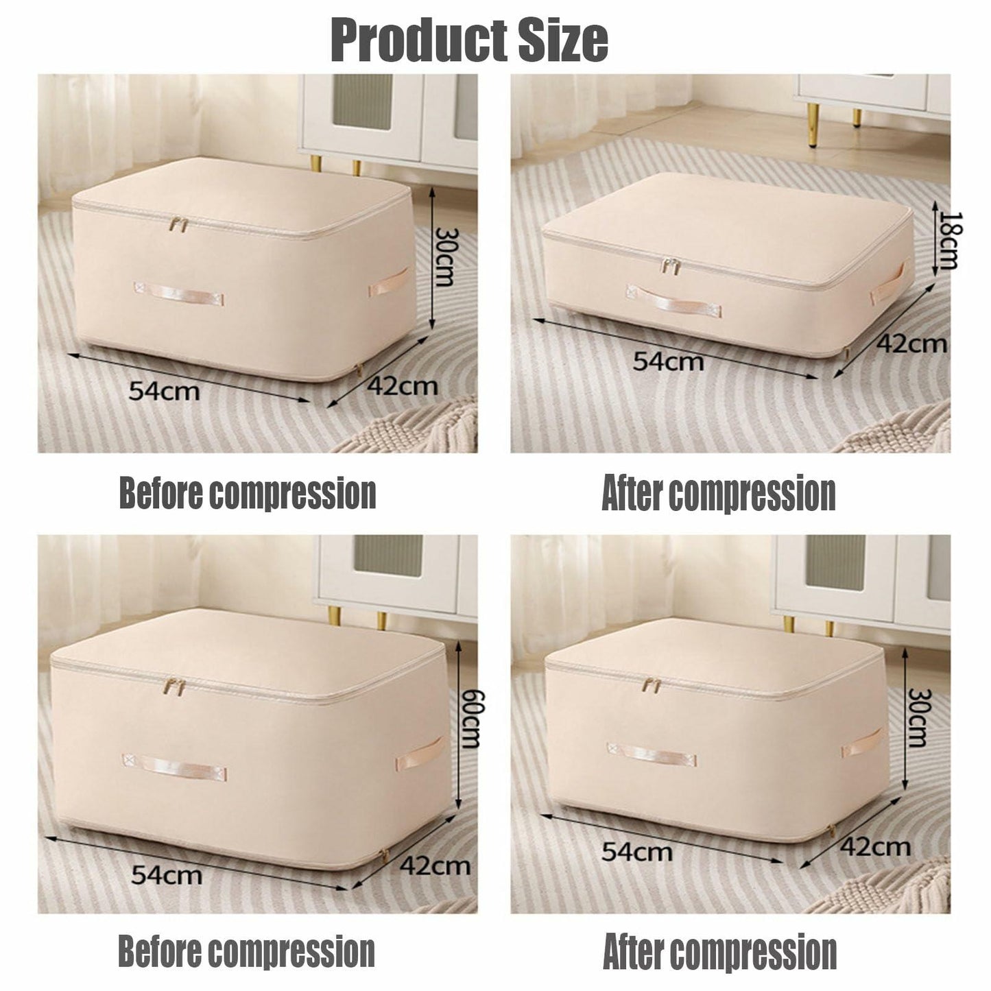 Ultra Space Saving Self Compression Organizer Bag Pink XL 54x42x60cm Size XL