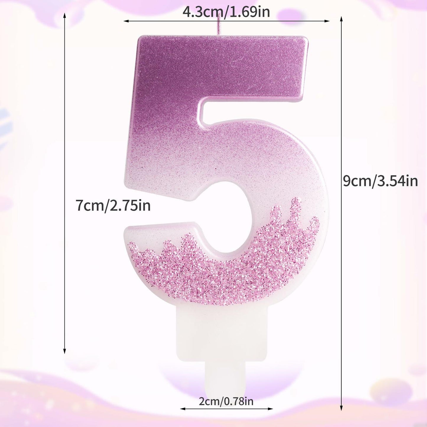 Zi Lan MGJJB-17 Rose Pink Gradient Number 17 Birthday Candle Cake Topper