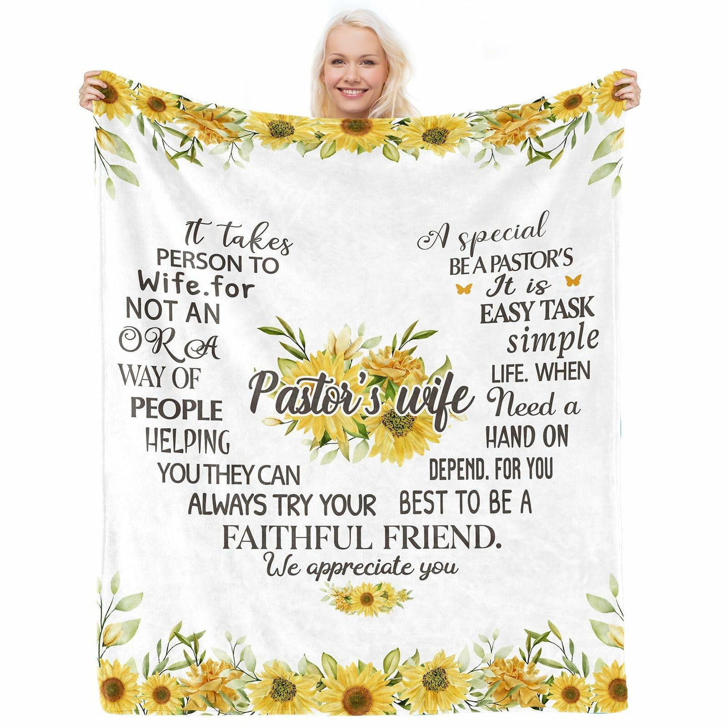 JTUOW Sunflower Blanket Pastor Appreciation Christian Gift 60x50