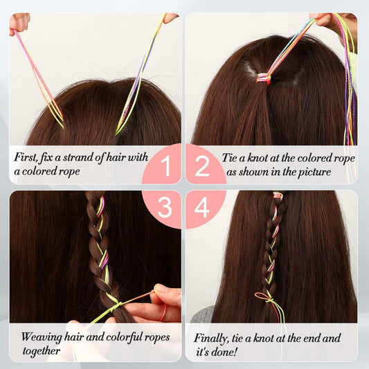 Dimeho 30pcs Hair Wrap String Braiding Hair Tie Band Bright Silver