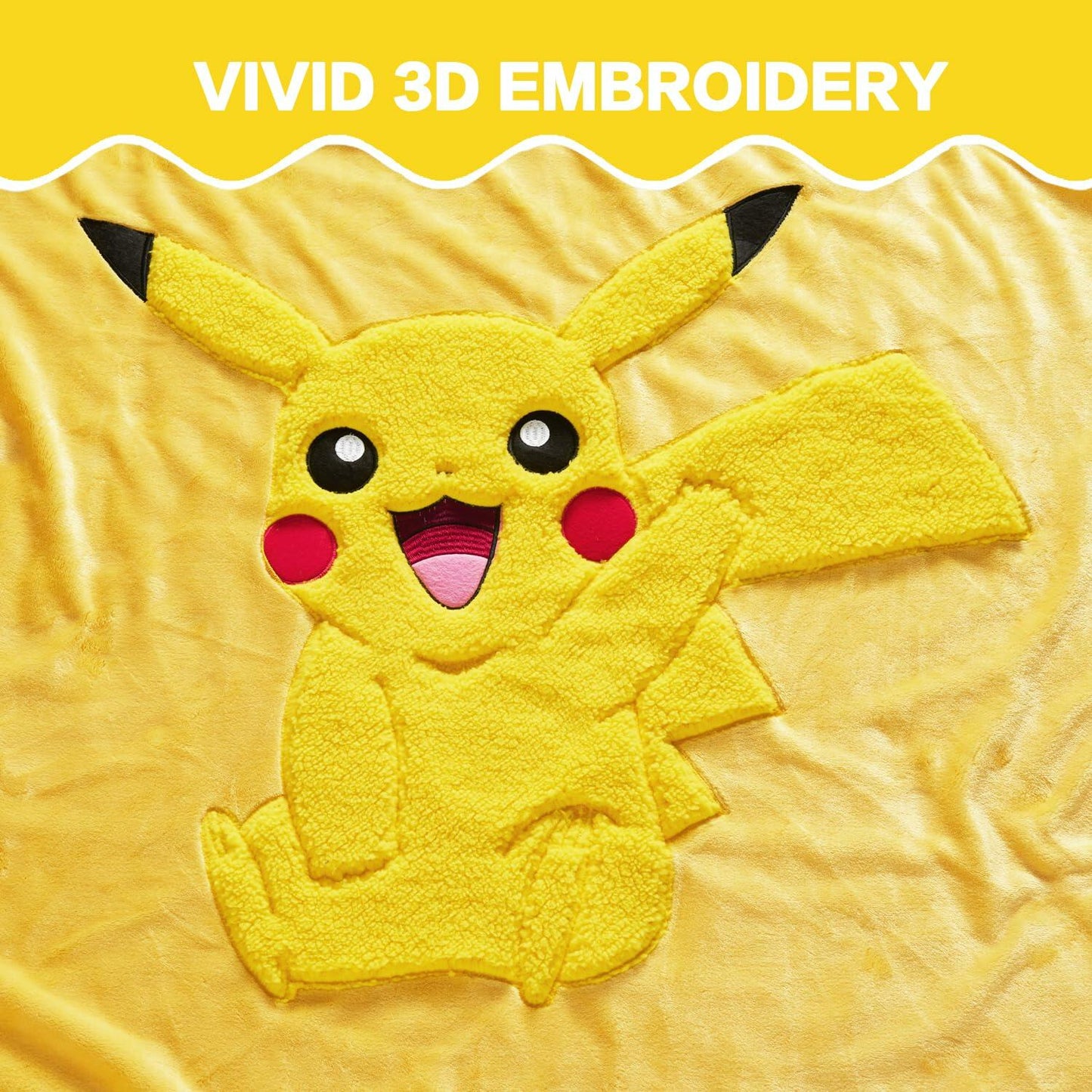 NEWCOSPLAY Kids Pikachu Sherpa Fleece Blanket Plush Warm Throw 50x60 Yellow