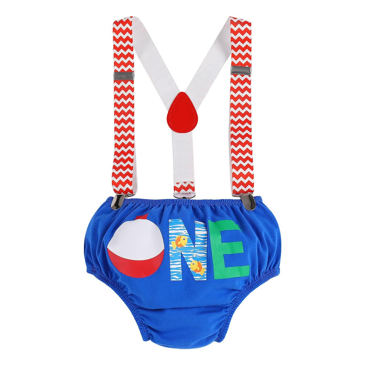 Big One Boys Bowtie Romper Suspenders Diaper Cover Hat Royal Blue Size 6-12M