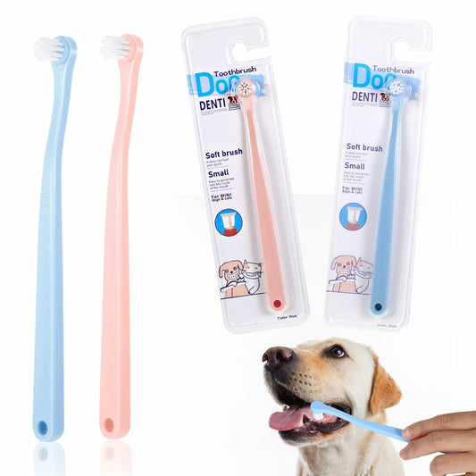 Dog Toothbrush 2 Pack Mini Head Soft Bristles Dental Care Kit Portable