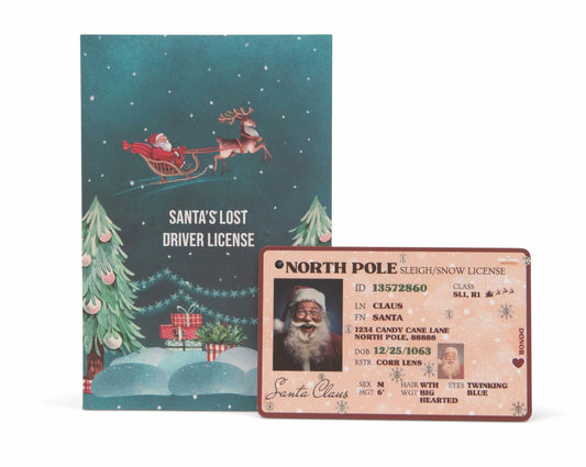 Santa's Lost Driver License Christmas Ornament with String & Envelope