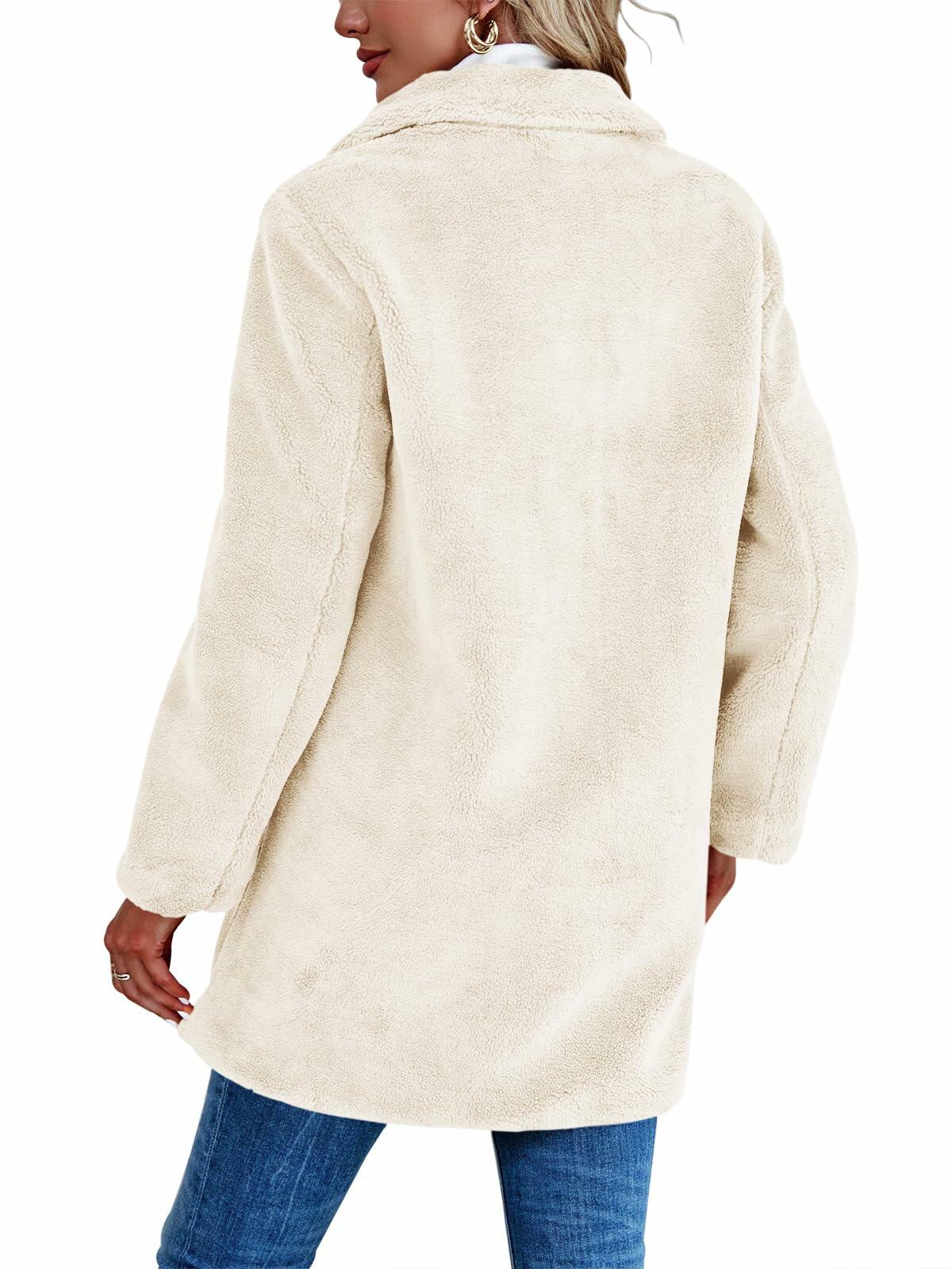 Danedvi Womens Fleece Coat Lapel Collar Warm Winter Jacket - Size XL