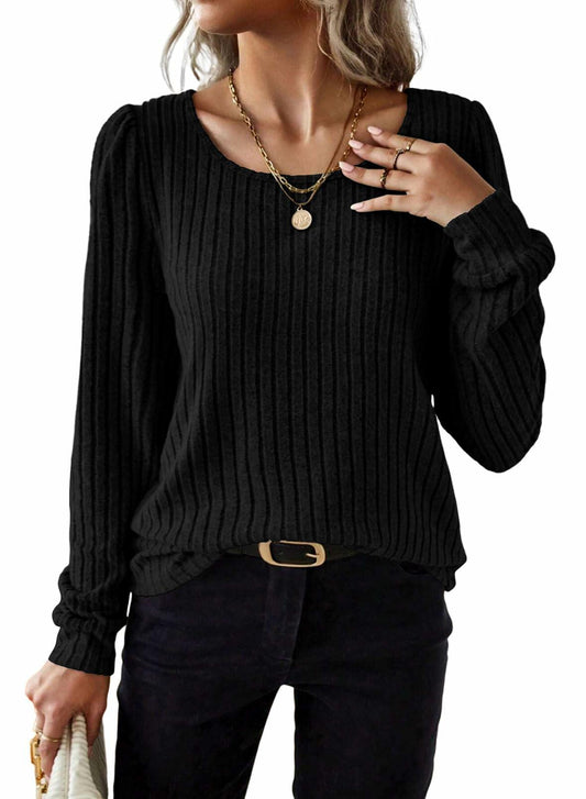 Samefar Womens Tunic Top Long Sleeve Lightweight Knit Black Size XXL