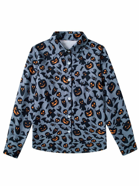 Halloween Boys Pumpkin Long Sleeve Shirt Size 10