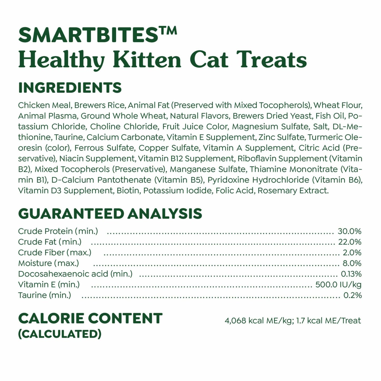 BB02/25 Greenies Feline Smartbites Kitten Treats Chicken Flavor 16oz Tub