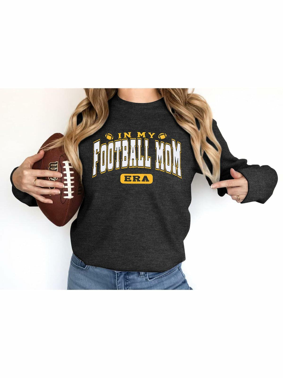 BANGELY Women's Football Mom Sweatshirt Crewneck Long Sleeve Dark Grey - XXL