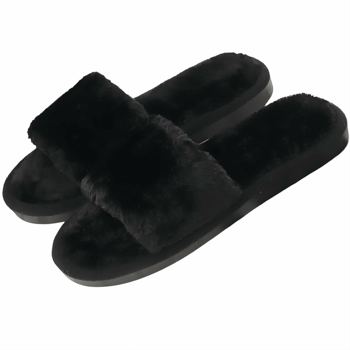 Crazy Lady Women's Fuzzy Fluffy Memory Foam House Slippers Black Size 38