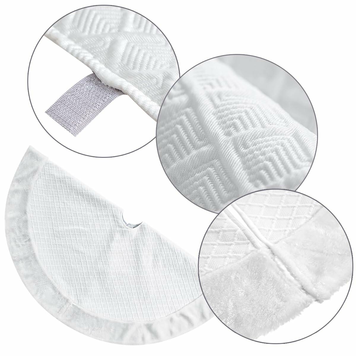 USILAND Christmas Tree Skirt White Faux Fur Rhombus Texture Size 32