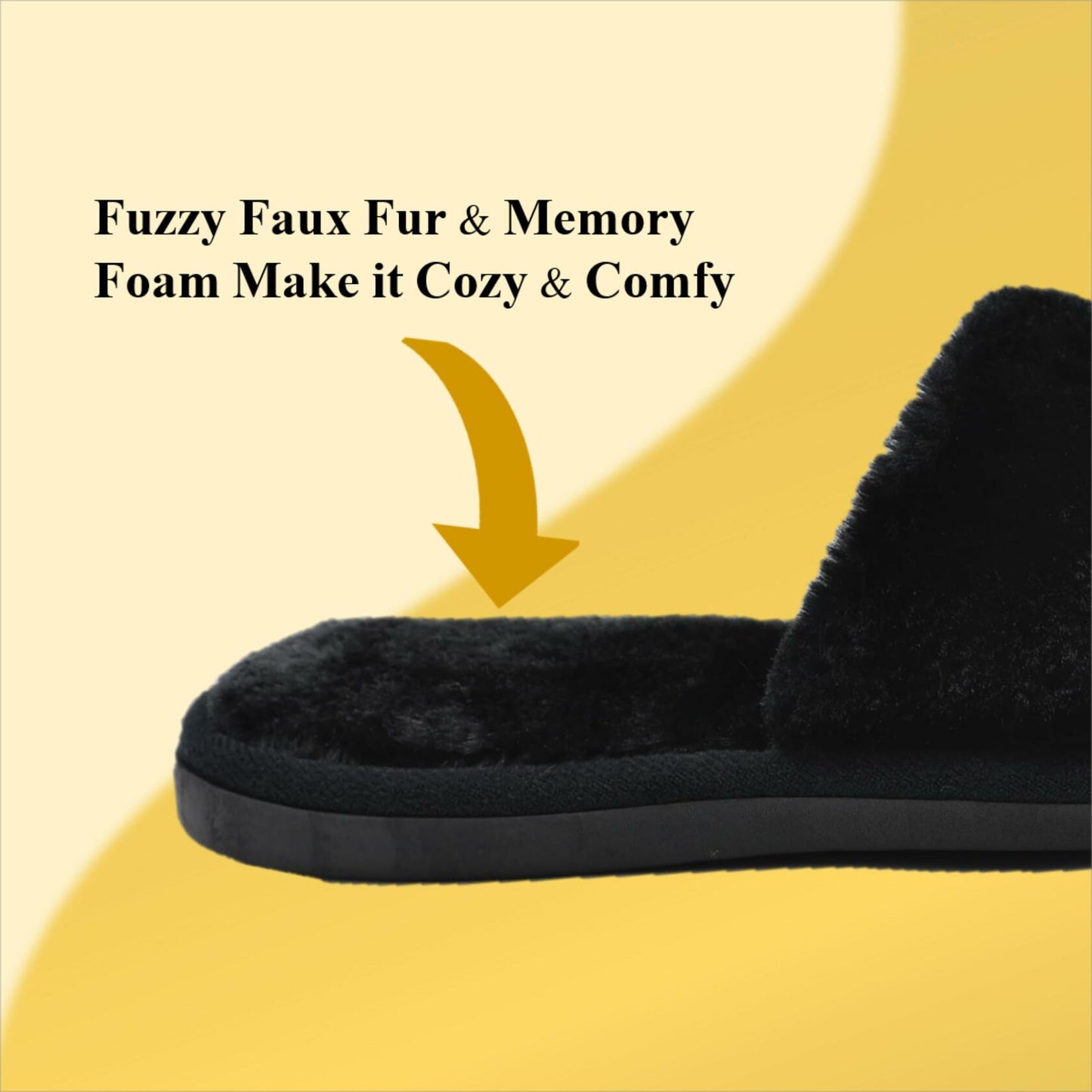 Crazy Lady Women's Fuzzy Fluffy Memory Foam House Slippers Black Size 38