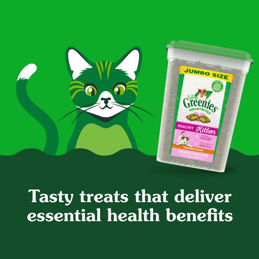 BB02/25 Greenies Feline Smartbites Kitten Treats Chicken Flavor 16oz Tub