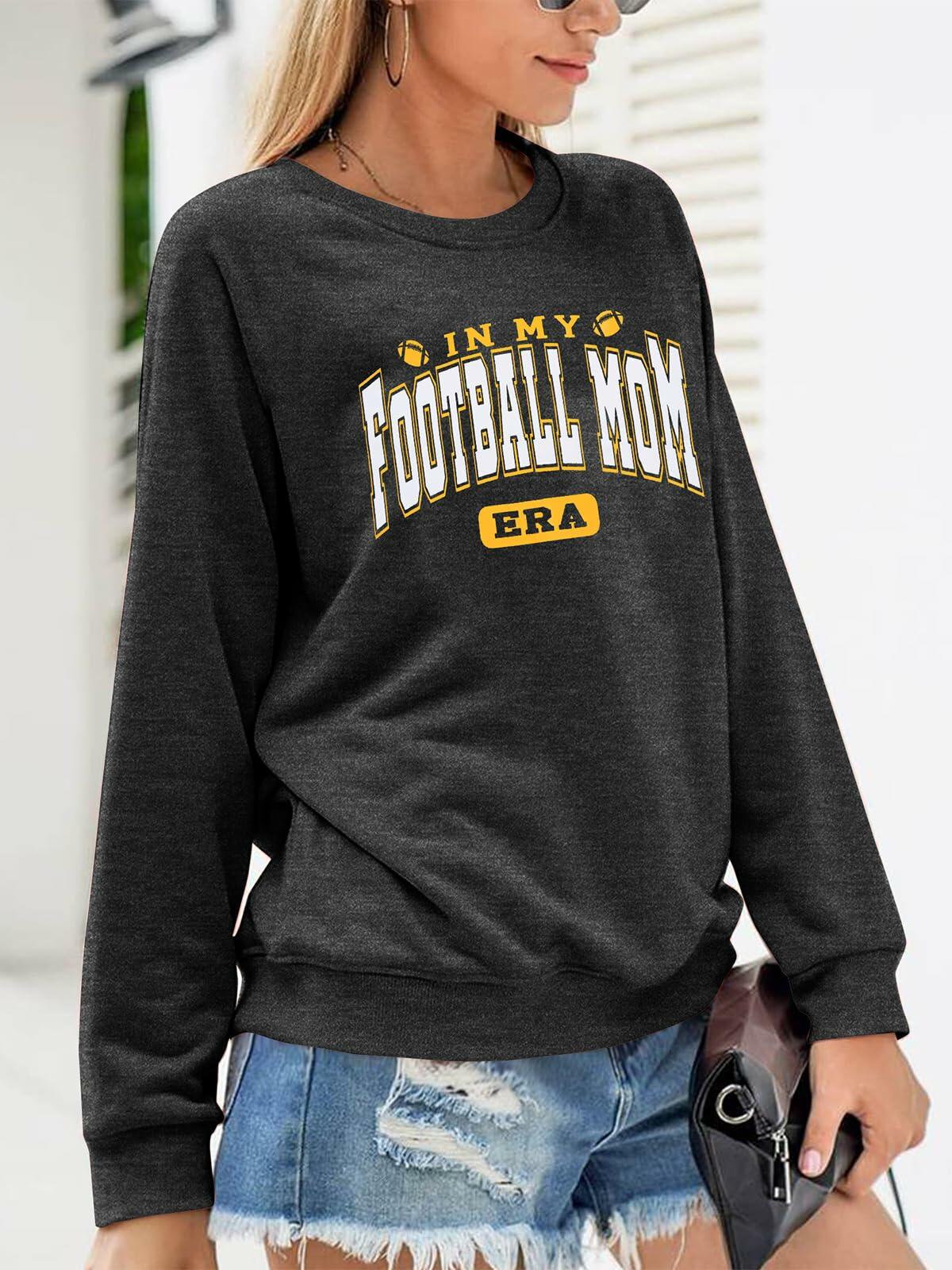 BANGELY Women's Football Mom Sweatshirt Crewneck Long Sleeve Dark Grey - XXL