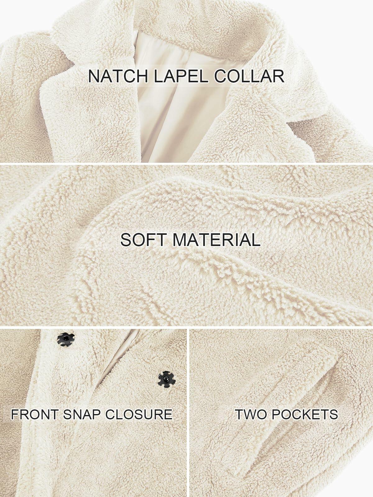 Danedvi Womens Fleece Coat Lapel Collar Warm Winter Jacket - Size XL