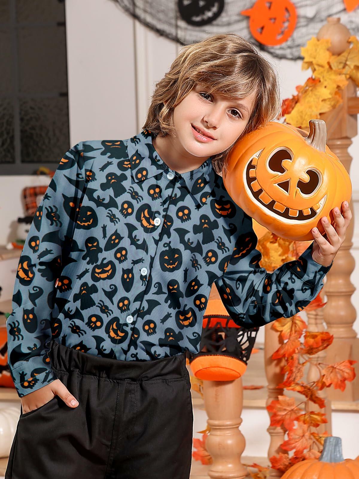 Halloween Boys Pumpkin Long Sleeve Shirt Size 10