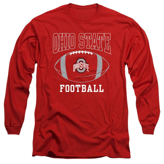 Ohio State University Football Ball Long Sleeve T-Shirt Red Size M