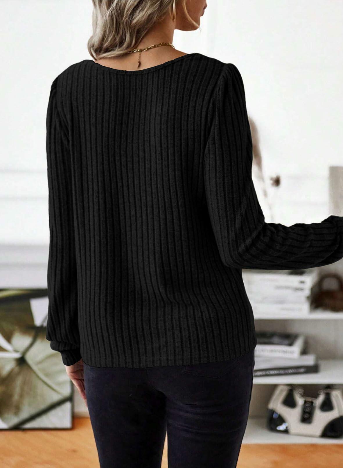 Samefar Womens Tunic Top Long Sleeve Lightweight Knit Black Size XXL