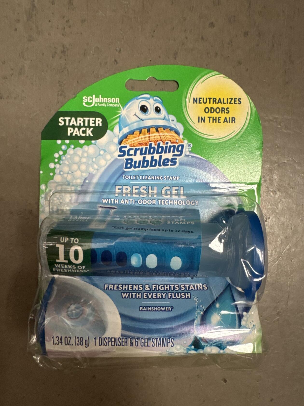 Scrubbing Bubbles Toilet Cleaning Gel Rain Scent 1.34oz Starter Pack