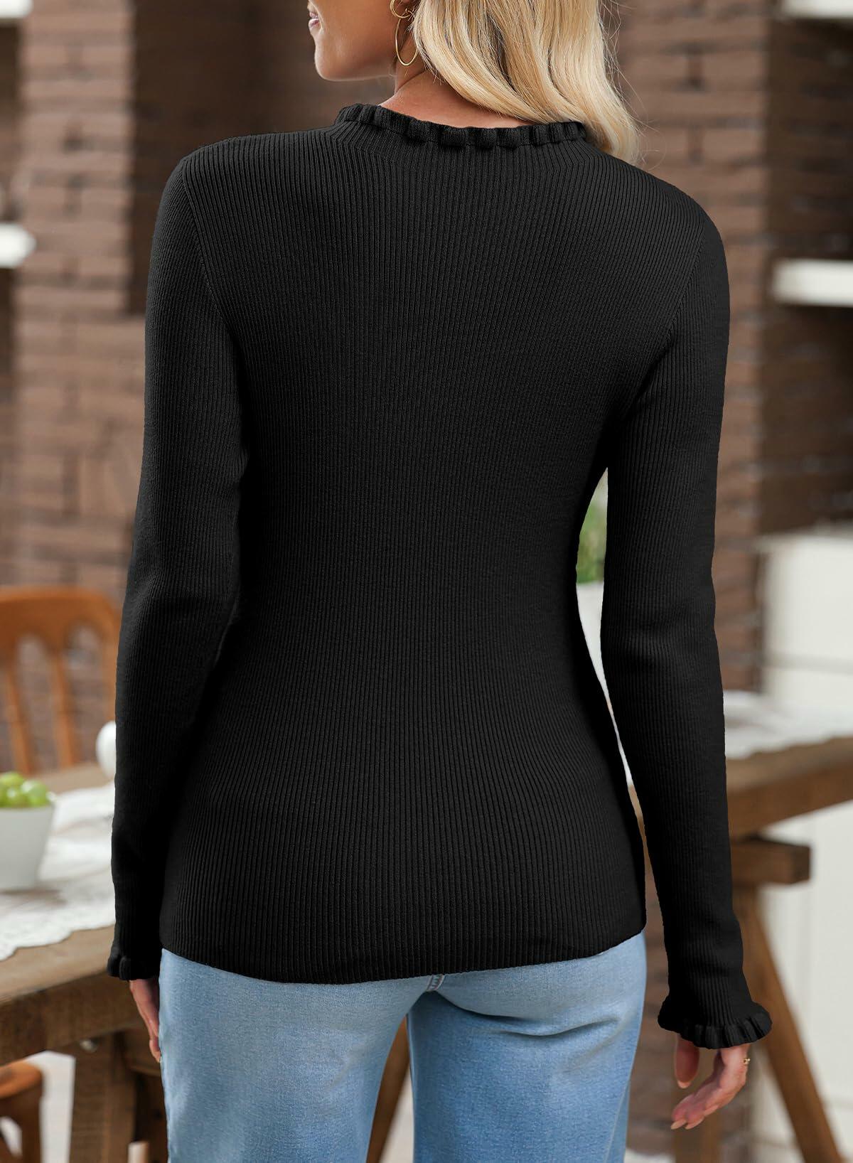 EVALESS Red Ribbed Knit Sweater Women Casual Long Sleeve Pullover Size XXL