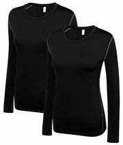 WANAYOU Women's Compression Dry Fit Long Sleeve Shirt 2 Pack Black Size M
