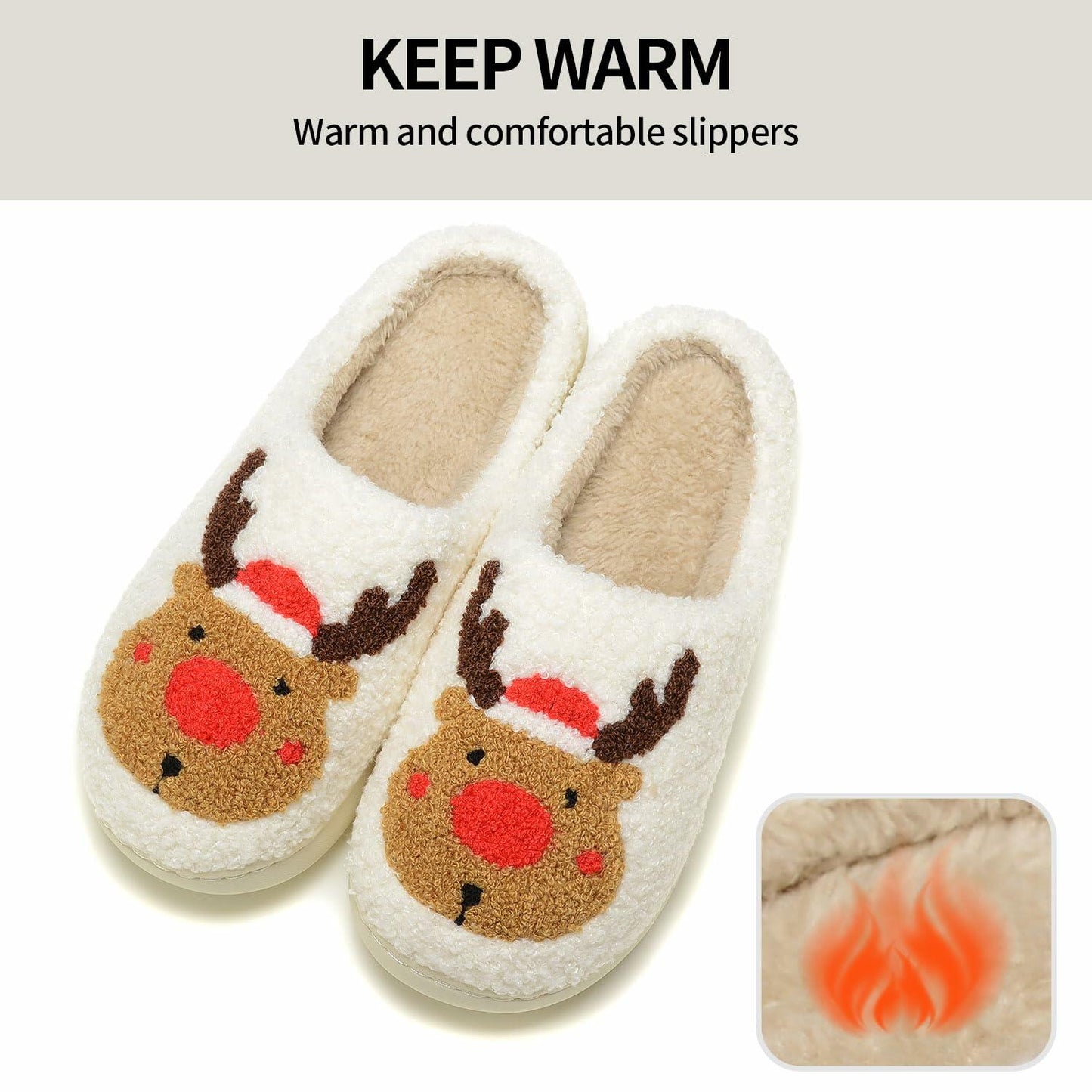 Jogyew Women Christmas Reindeer Holiday Slippers Red Size US 6-7B(M)
