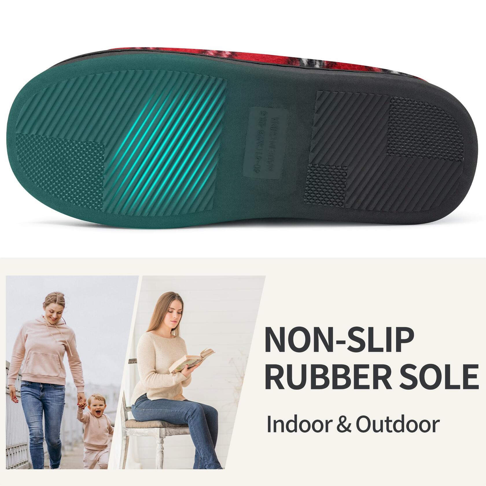 Ablanczoom Unisex Memory Foam House Slippers Slip On Anti Skid Red Size 46/47