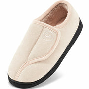 HARENCE Women's Slippers Memory Foam Adjustable Fur Lined Size 38/39