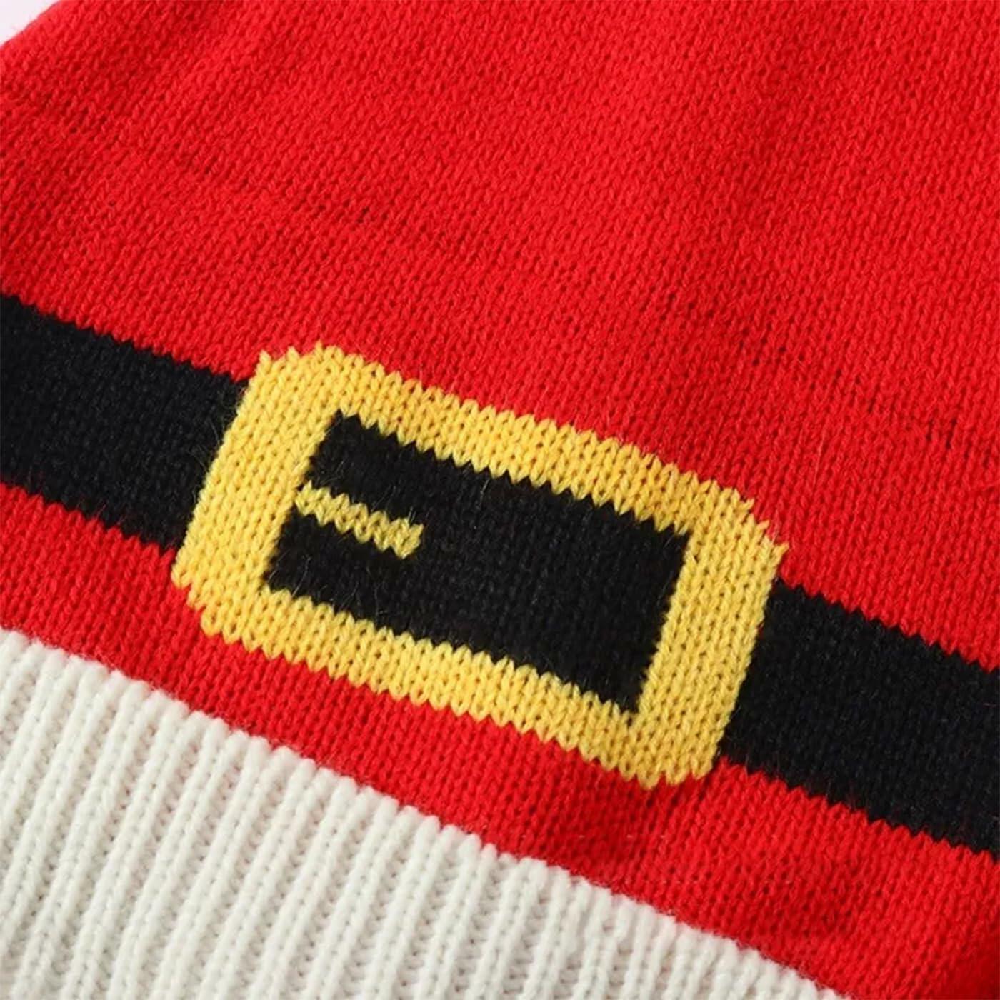 INOGIH Christmas Santa Hat Knitted Beanie Pom Pom Winter Cap Unisex - Size M