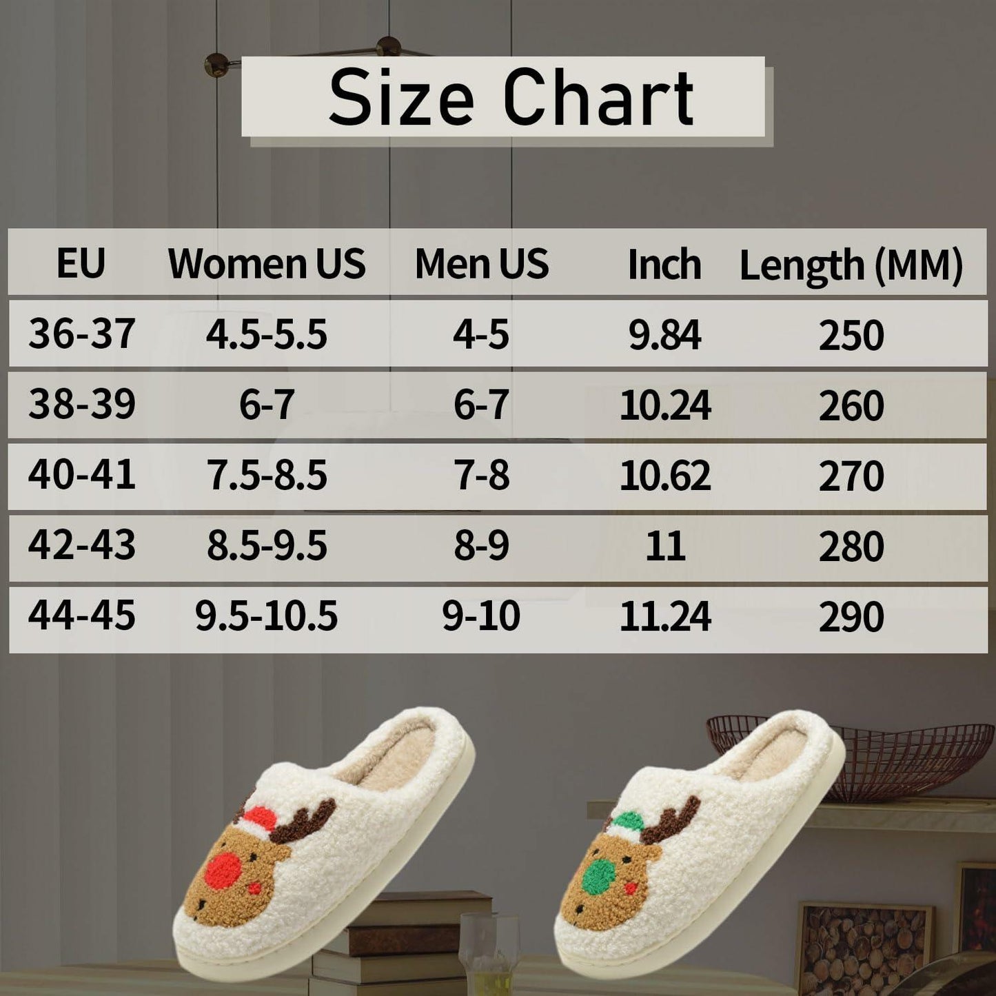 Jogyew Women Christmas Reindeer Holiday Slippers Red Size US 6-7B(M)
