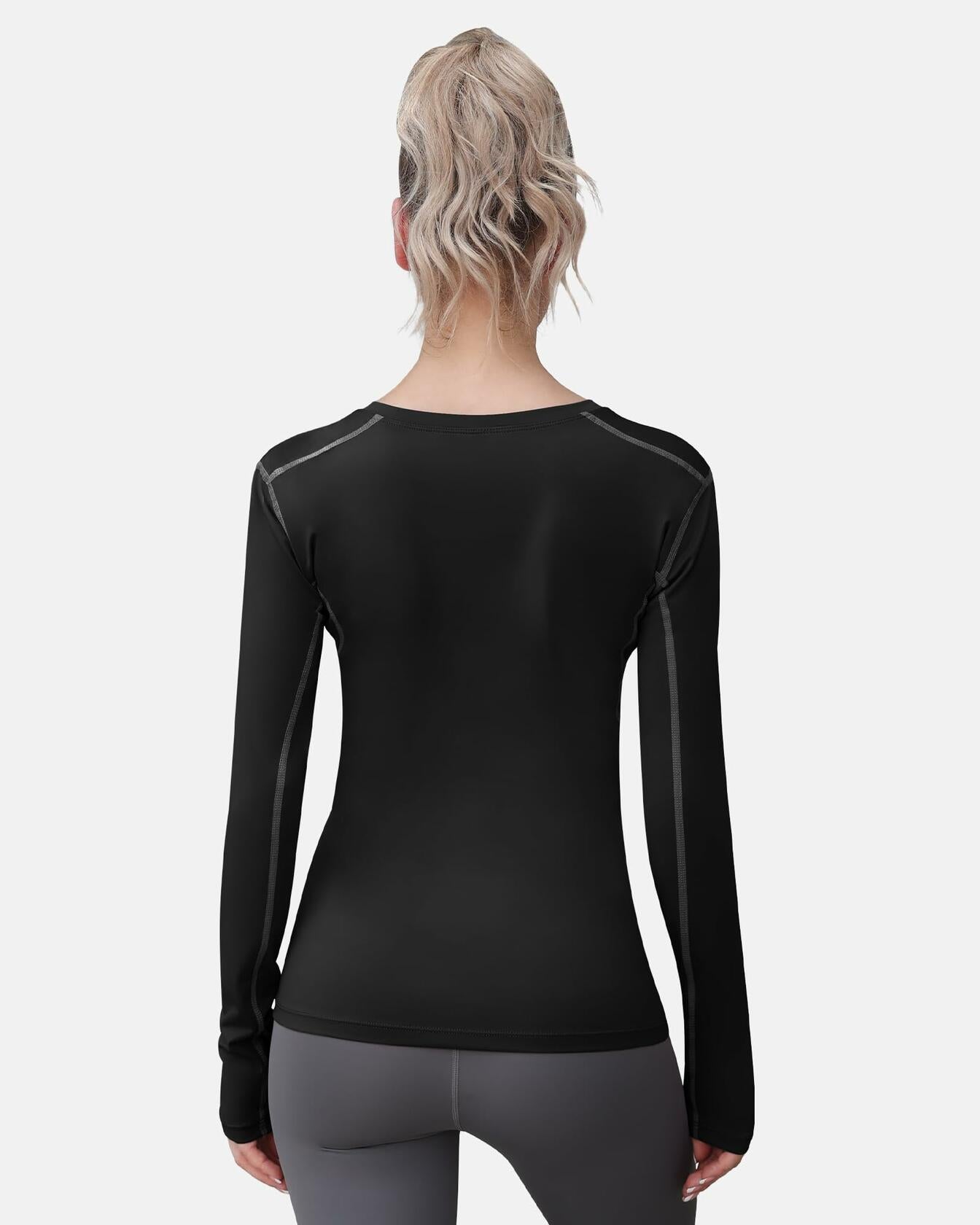 WANAYOU Women's Compression Dry Fit Long Sleeve Shirt 2 Pack Black Size M