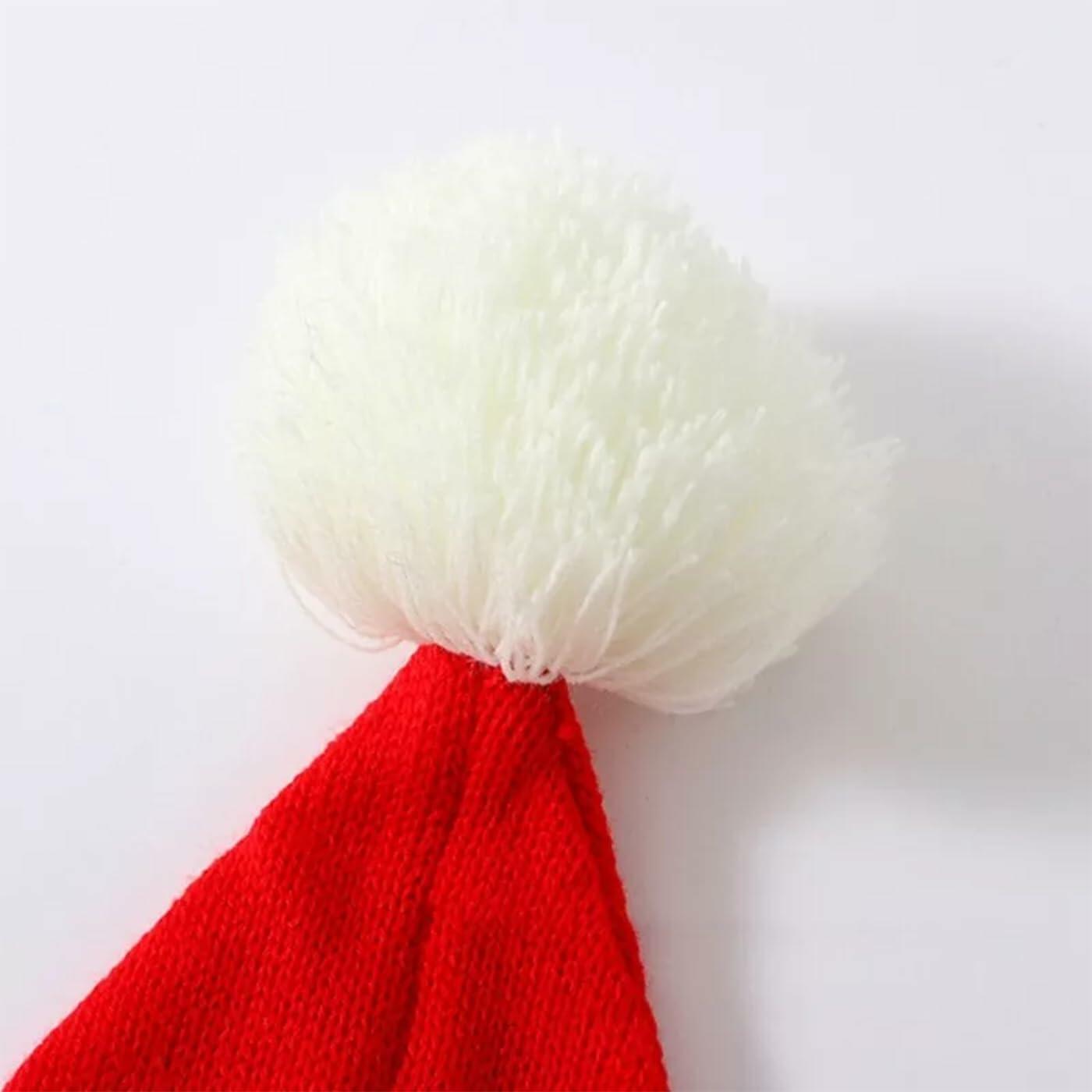 INOGIH Christmas Santa Hat Knitted Beanie Pom Pom Winter Cap Unisex - Size M