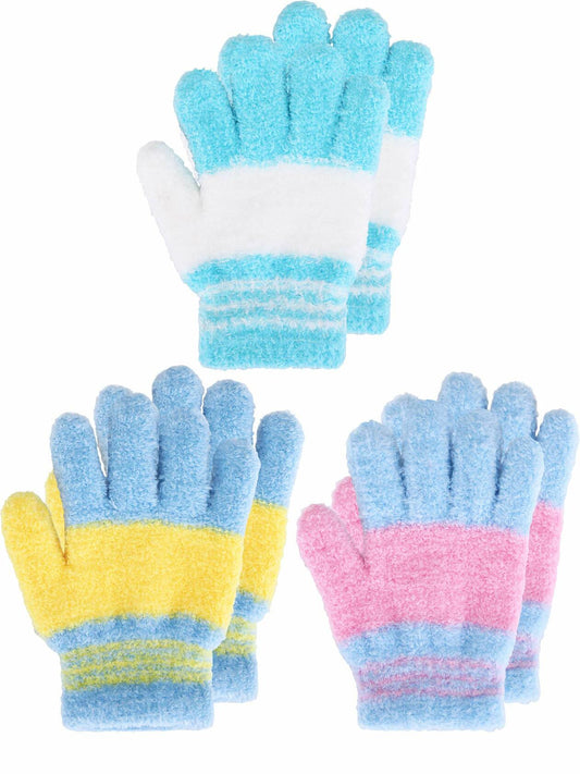 EBOOT Kids Full Finger Knitted Winter Gloves Mittens Color Set 5 Size 1-3, 3
