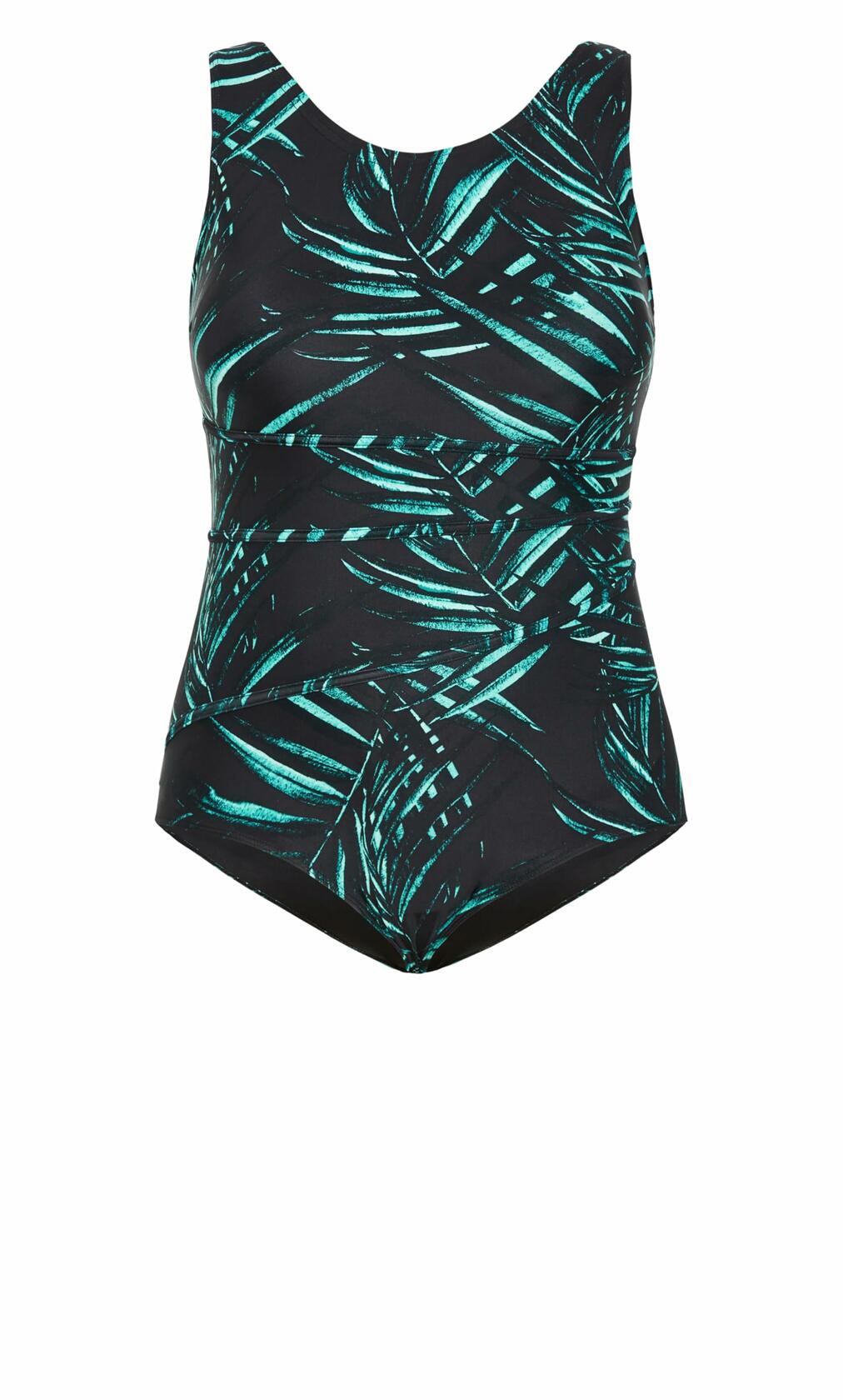EVANS Women's Tropics 1 Piece Swimwear Aqua Print Size 26
