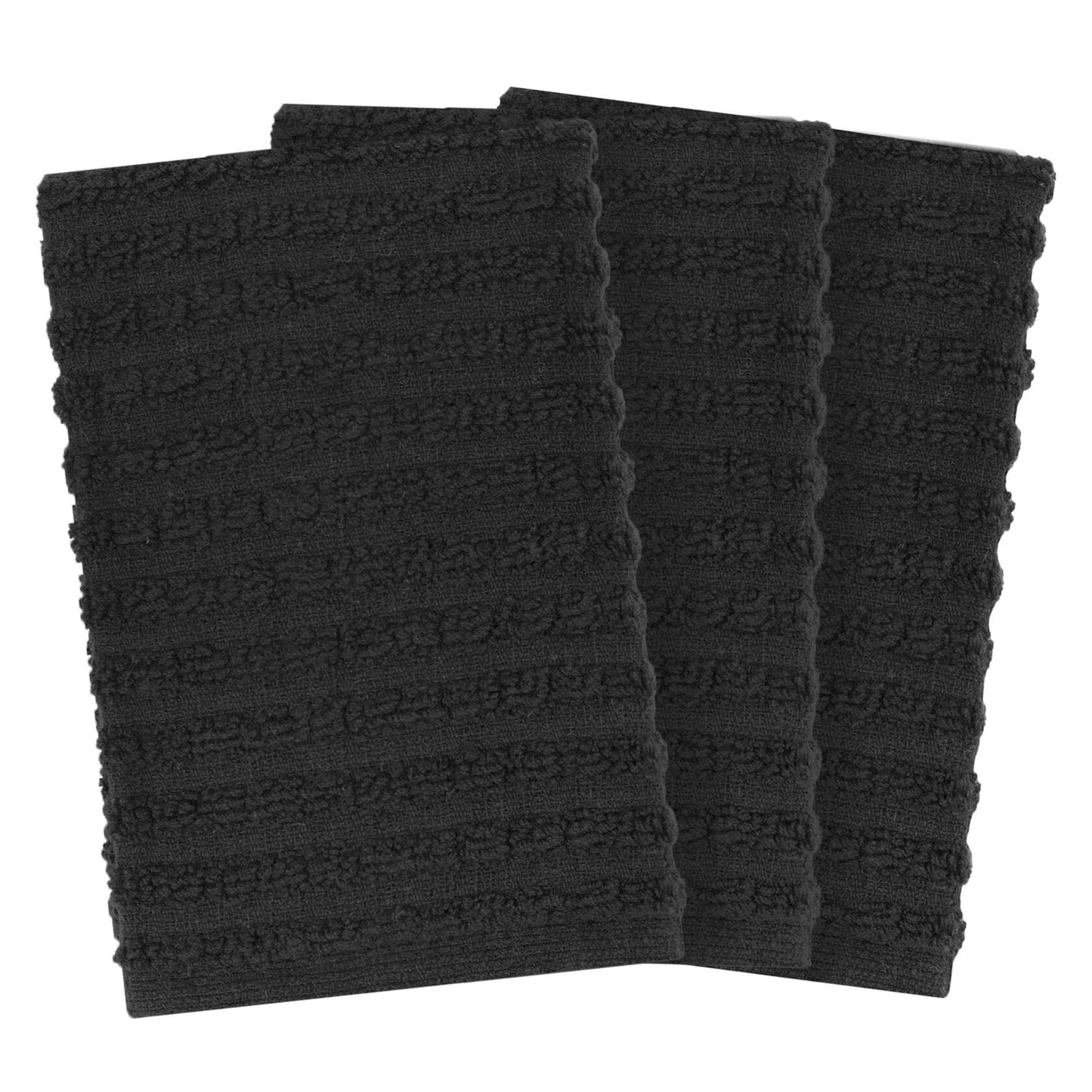 Ritz Royale 3-Pack Black Terry Cotton Kitchen Dish Cloths 13.75x12